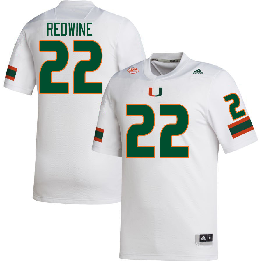 #22 Sheldrick Redwine Miami Hurricanes Jerseys Football Stitched-White